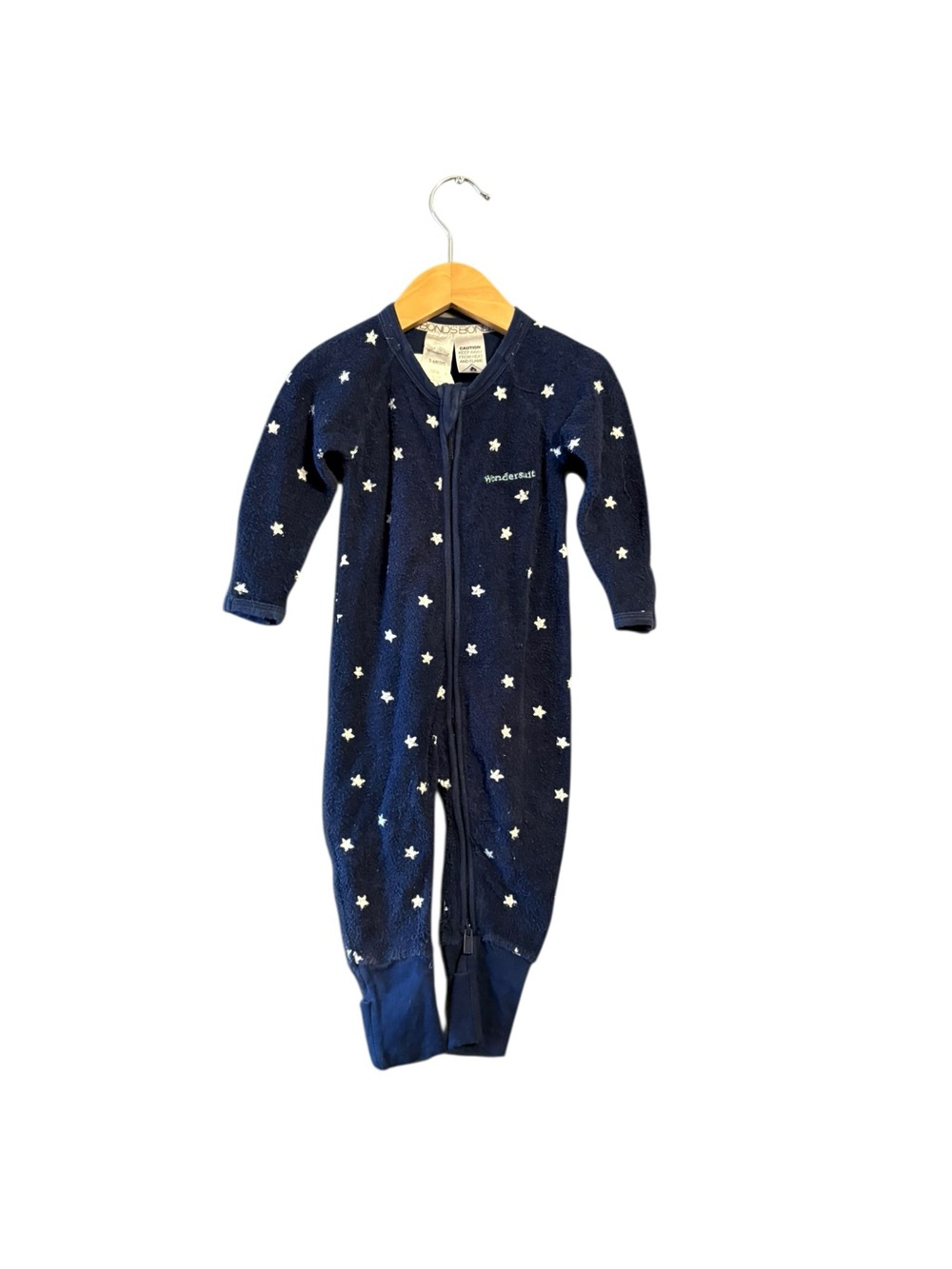 Bonds Navy One-Piece Footie with White Star Print